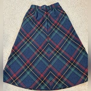 Plaid Market Exchange Wool Blend Skirt